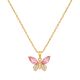 Pink 18K Gold Plated Crystal Butterfly Pendant Necklace
